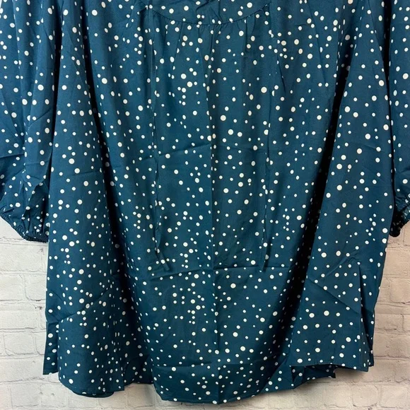 BloomChic Teal Polka Dot Balloon Sleeve Blouse Plus Size 5X 28 - Picture 6 of 7